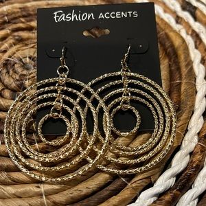 3/$15 Fashion Accents 2 1/2” Long Gold Pierced Earrings- New - Lot 1004